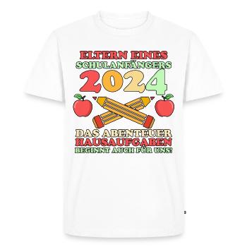Parents Écolier École primaire Première classe Inscription - T-shirt Premium bio Homme - blanc - Devant - Nico (187cm)