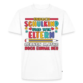 Parents Écolier École primaire Première classe Inscription - T-shirt Premium bio Homme - blanc - Devant - Nico (187cm)