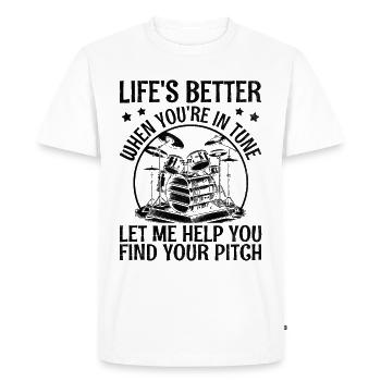 La vie est meilleure quand tu es à l’écoute Laissez-moi aider Musi - T-shirt Premium bio Homme - blanc - Devant - Nico (187cm)