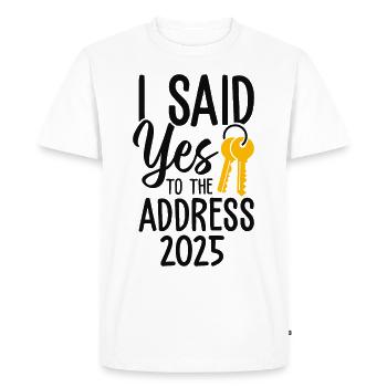 J’ai dit à l’adresse 2025 - T-shirt Premium bio Homme - blanc - Devant - Nico (187cm)