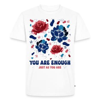 You Are Enough Just as You Are Floral Inspiration - Men's Premium Organic T-Shirt - white - Front - Nico (187cm)