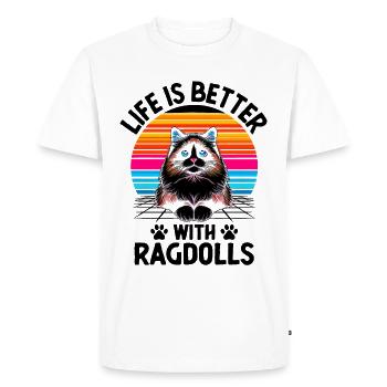 La vie rétro est meilleure avec Ragdolls Ragdoll Cat Lov - T-shirt Premium bio Homme - blanc - Devant - Nico (187cm)
