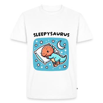 Sleepysaurus Official Sleep Outfit Sleep Shirt - Men's Premium Organic T-Shirt - white - Front - Nico (187cm)