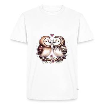 Hiboux mon hibou de la Saint-Valentin - T-shirt Premium bio Homme - blanc - Devant - Nico (187cm)