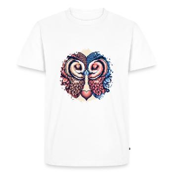 Hiboux mon hibou de la Saint-Valentin - T-shirt Premium bio Homme - blanc - Devant - Nico (187cm)