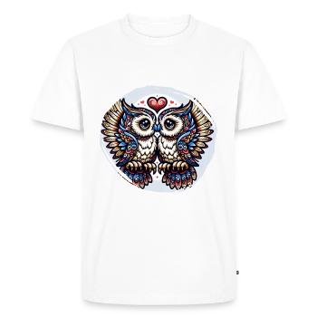 Hiboux mon hibou de la Saint-Valentin - T-shirt Premium bio Homme - blanc - Devant - Nico (187cm)