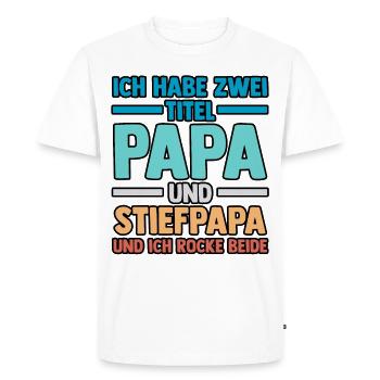 J’ai deux titres : papa et beau-père - T-shirt Premium bio Homme - blanc - Devant - Nico (187cm)