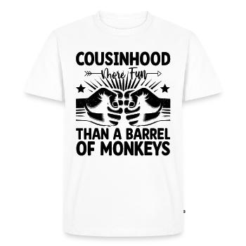 Cousinhood More Fun Than A Barrel Of Monkeys - Men's Premium Organic T-Shirt - white - Front - Nico (187cm)