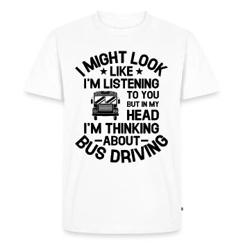 Mais dans ma tête, je pense à la conduite en bus - T-shirt Premium bio Homme - blanc - Devant - Nico (187cm)