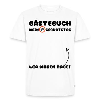 GÄSTEBUCH ZUM 50 GEBURTSTAG - Männer Premium Bio T-Shirt - Weiß - Vorne - Nico (187cm)