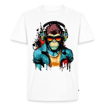 Monkey Headphones Sunglasses Gamer Gaming Music - Men's Premium Organic T-Shirt - white - Front - Nico (187cm)