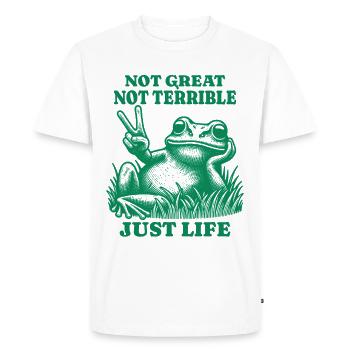 Drôle de dicton de raton laveur – Just Life - T-shirt Premium bio Homme - blanc - Devant - Nico (187cm)