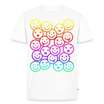 Visages drôles colorés avec dégradé arc-en-ciel - T-shirt Premium bio Homme - blanc - Devant - Nico (187cm)
