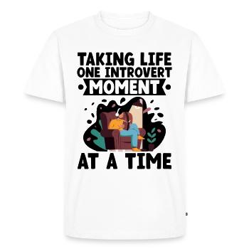 Prendre la vie un moment introverti Dictons - T-shirt Premium bio Homme - blanc - Devant - Nico (187cm)