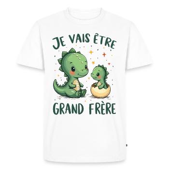 Futur Grand Frère Je vais être Grand Frère - T-shirt Premium bio Homme - blanc - Devant - Nico (187cm)