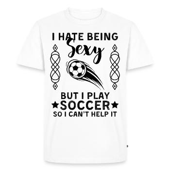 Drôle de football disant joueur de football - T-shirt Premium bio Homme - blanc - Devant - Nico (187cm)