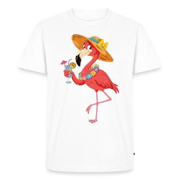 Chemise cocktail flamant rose – Summer Feeling - T-shirt Premium bio Homme - blanc - Devant - Nico (187cm)