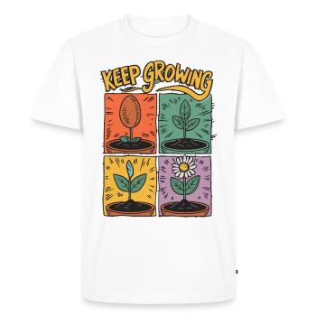 Positive development – Keep Growing - Men's Premium Organic T-Shirt - white - Front - Nico (187cm)