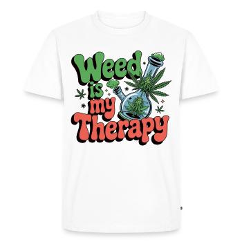 Weed is my therapy - relaxation on prescription - Men's Premium Organic T-Shirt - white - Front - Nico (187cm)