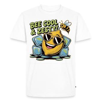 Le citron rencontre l’abeille – restez au frais ! - T-shirt Premium bio Homme - blanc - Devant - Nico (187cm)