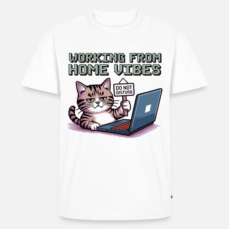 Homeoffice mit Stil und Katze - Männer Premium Bio T-Shirt - Weiß