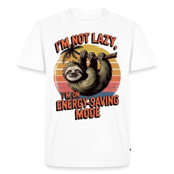 Mode d’économie d’énergie - Paresseux en veilleuse - T-shirt Premium bio Homme - blanc - Devant - Nico (187cm)