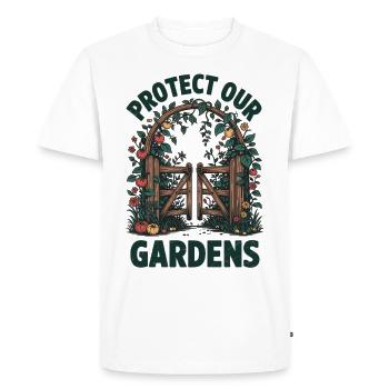 L’amour du jardin avec un message - Protégeons nos jardins - T-shirt Premium bio Homme - blanc - Devant - Nico (187cm)