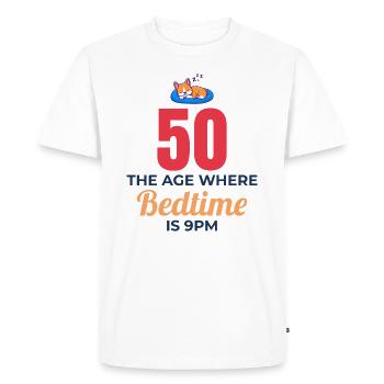 50th Birthday Bedtime 9PM Corgi Funny - Men's Premium Organic T-Shirt - white - Front - Nico (187cm)