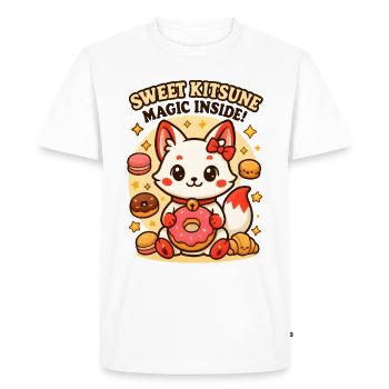 Sweet Kitsune Kawaii with magical treats. - Men's Premium Organic T-Shirt - white - Front - Nico (187cm)