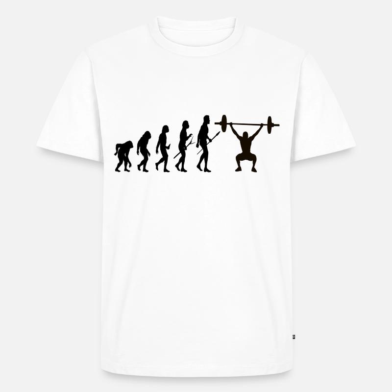 Bodybuilding Evolution - Männer Premium Bio T-Shirt - Weiß