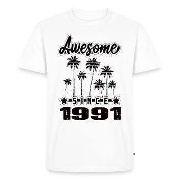 Awesome Since 1991 - Men's Premium Organic T-Shirt - white - Front - Nico (187cm)
