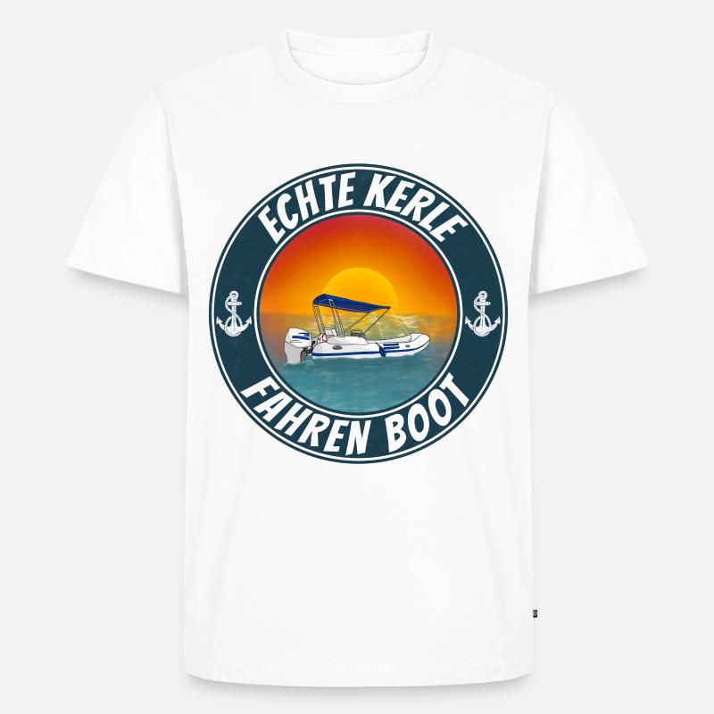 Echte Kerle Fahren Boot - Männer Premium Bio T-Shirt - Weiß