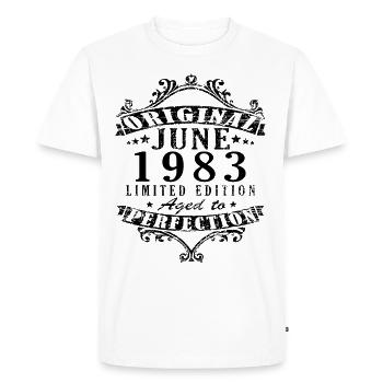 40ème Anniversaire Millésime Juin 1983 Millésime 1983 - T-shirt Premium bio Homme - blanc - Devant - Nico (187cm)