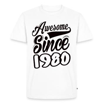 Awesome Since 1980 - Men's Premium Organic T-Shirt - white - Front - Nico (187cm)
