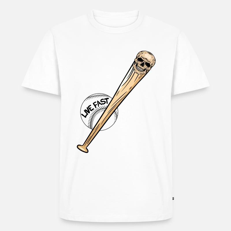 Baseball-Schädel Baseball Skull - Männer Premium Bio T-Shirt - Weiß
