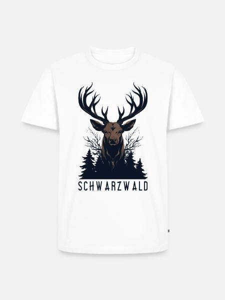 Schwarzwald Hirsch Jäger Heimat Urlaub - Männer Premium Bio T-Shirt - Weiß
