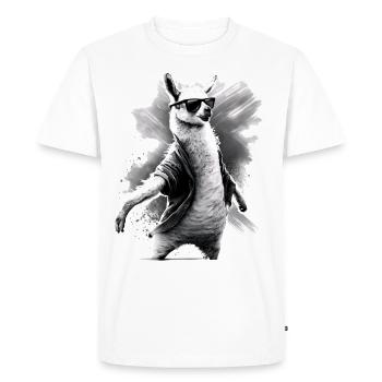 Dancing Llama Llamas Alpaca Animal Gift Idea - Men's Premium Organic T-Shirt - white - Front - Nico (187cm)