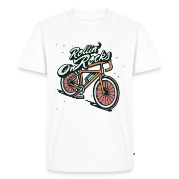 Vélo Gravel Vélos Gravel Gravel Rollin Sur Rochers - T-shirt Premium bio Homme - blanc - Devant - Nico (187cm)
