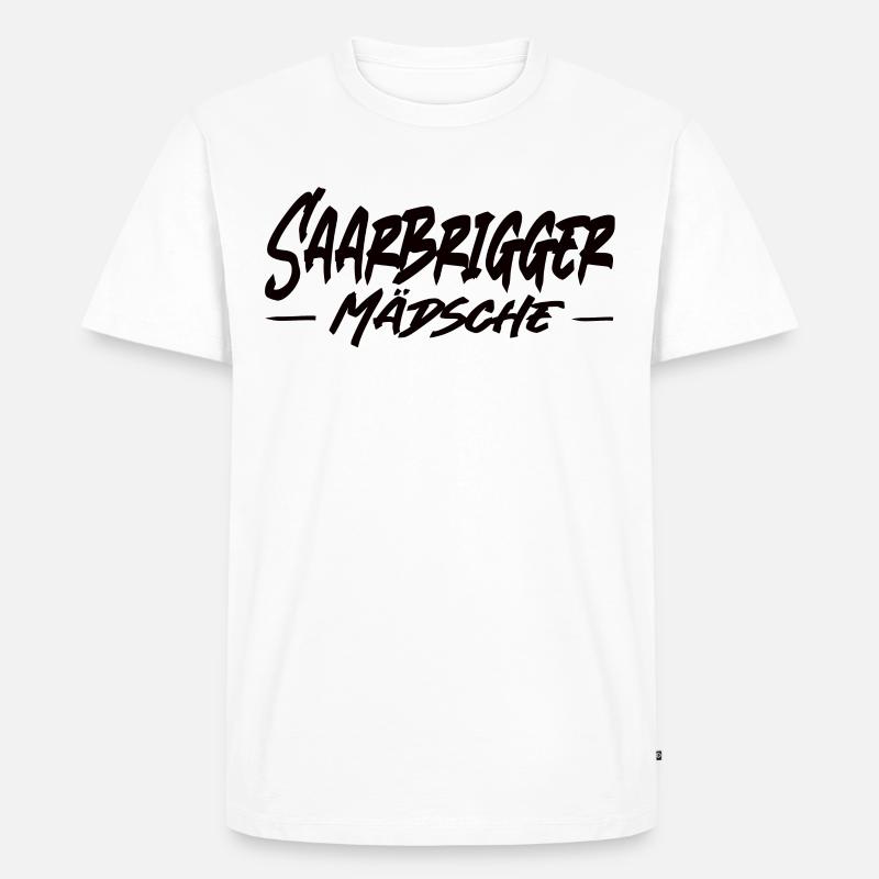 Saarbrigger Mädsche Saarland Saarländisch Dialekt - Männer Premium Bio T-Shirt - Weiß