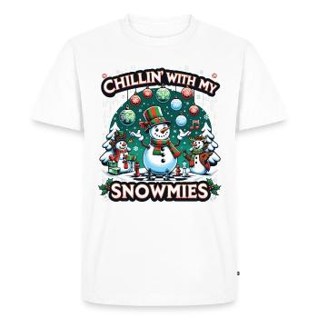 Chillin With My Snowmies Snow Snowman - Men's Premium Organic T-Shirt - white - Front - Nico (187cm)