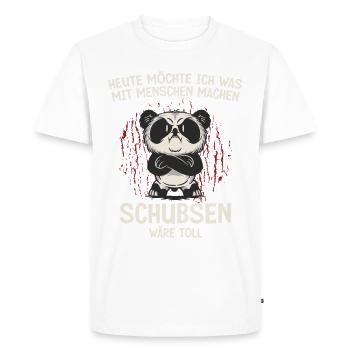 Funny Shoving Panda Saying Shirt - Men's Premium Organic T-Shirt - white - Front - Nico (187cm)
