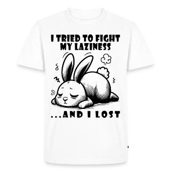 Lazy bunny lazy tired relaxed - Men's Premium Organic T-Shirt - white - Front - Nico (187cm)