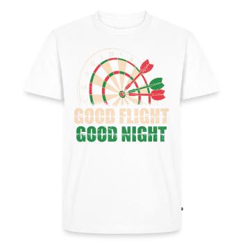 Darts Good Flight Night Motif Tee - Men's Premium Organic T-Shirt - white - Front - Nico (187cm)