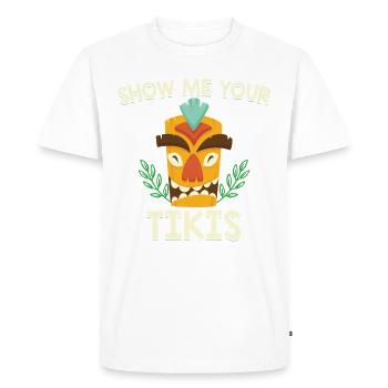 T-shirt tiki de l’île d’Hawaï - T-shirt Premium bio Homme - blanc - Devant - Nico (187cm)