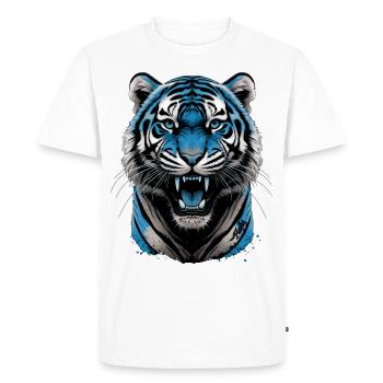 Blue Tiger 💙 - Men's Premium Organic T-Shirt - white - Front - Nico (187cm)