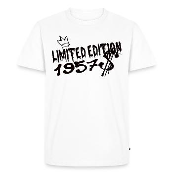 Edition Limitée 1957 Anniversaire Né 1957 - T-shirt Premium bio Homme - blanc - Devant - Nico (187cm)