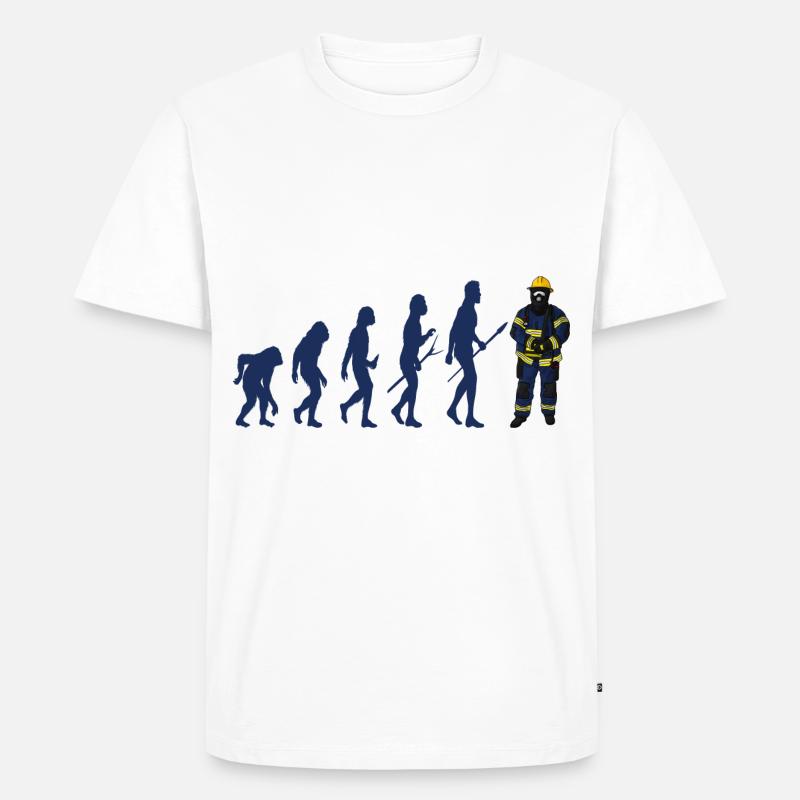 Evolution Feuerwehrmann - Männer Premium Bio T-Shirt - Weiß