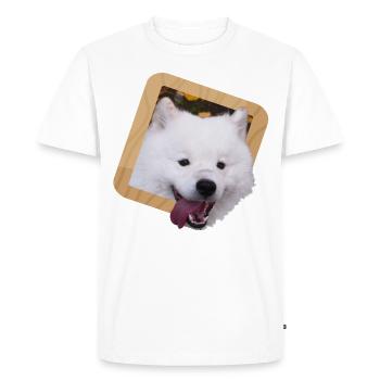 Samoyed puppy in a frame - Men's Premium Organic T-Shirt - white - Front - Nico (187cm)