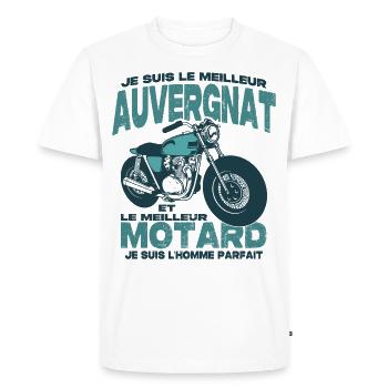 Le meilleur motard et le meilleur auvergnat - T-shirt Premium bio Homme - blanc - Devant - Nico (187cm)