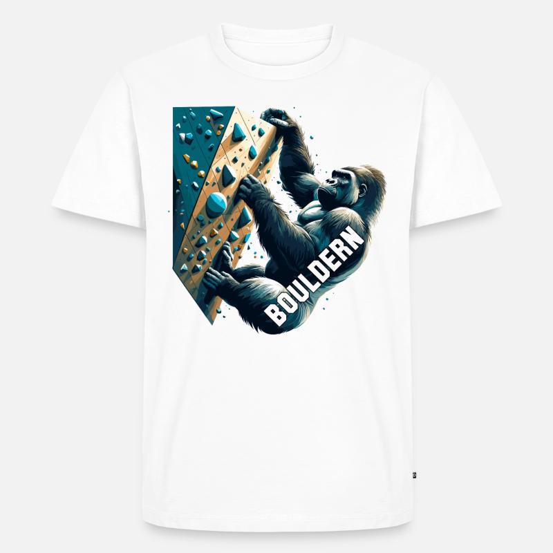 Bouldern Gorilla Geschenk - Männer Premium Bio T-Shirt - Weiß
